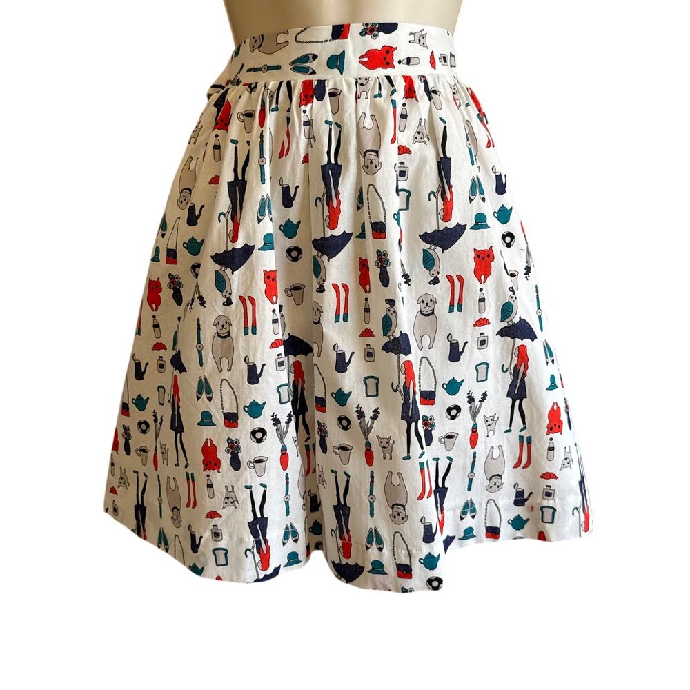 Tulip B Unique Vintage White Retro Tie Front A-line Swing Mini Skirt S NWT